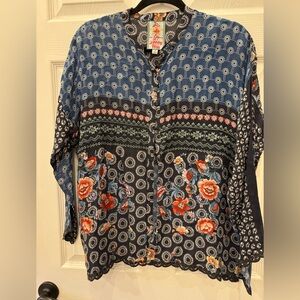 Johnny Was boxy button down blouse